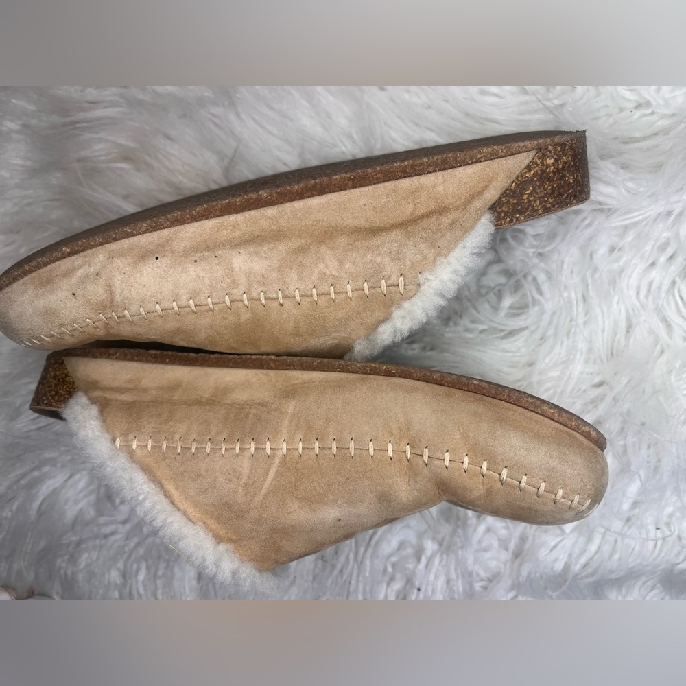 Jenni Kayne Shearling-Lined Tan Mules - Picture 3 of 6